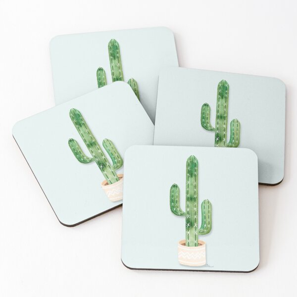 Item preview, Potted Cactus on Sky Blue designed and sold by LZ Cathcart.