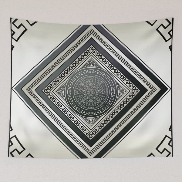 Item preview, Greek Keys Black Cream Medallion 3 designed and sold by Yiorgos Designs.