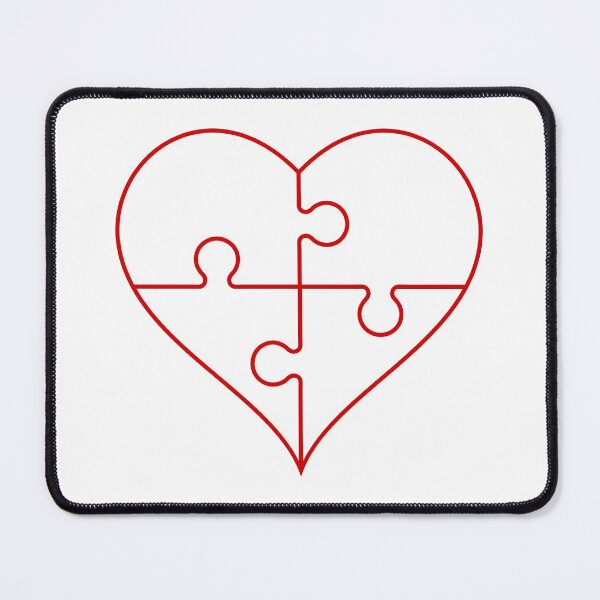 Item preview, Red heart outline in a shape of a puzzle on a white background. designed and sold by TashaVector.