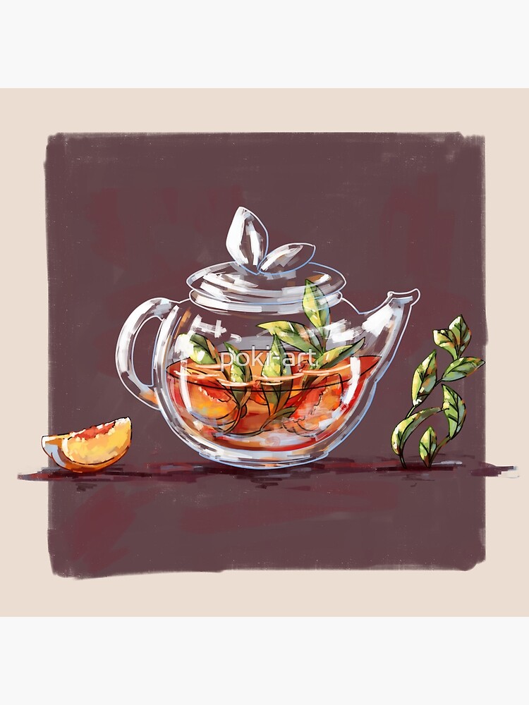 peach flavoured black tea teapot Greeting Card for Sale by poki-art