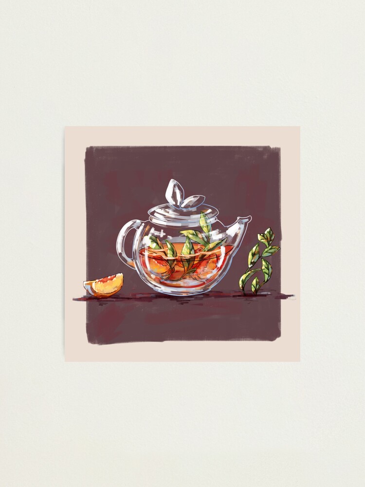 peach flavoured black tea teapot Greeting Card for Sale by poki-art