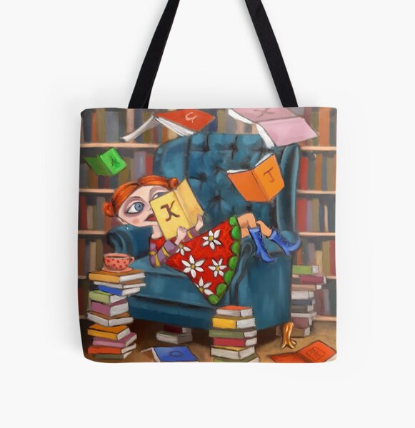 Ms Lovely und ihre Bücher Allover-Print Tote Bag