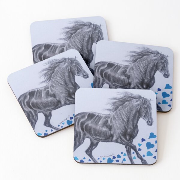 Item preview, Black andalusian horse galloping designed and sold by horseaddicted.