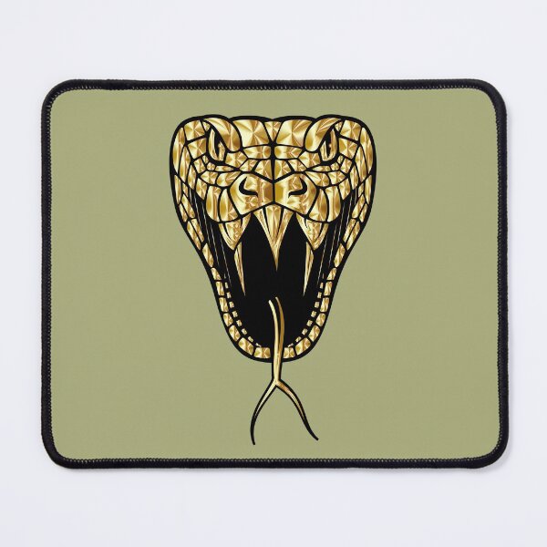 Item preview, Cobra head, gold cobra, snake, killer snake, fangs, bite, tongue, reptile, cold blooded animal, king cobra designed and sold by Nostrathomas66.
