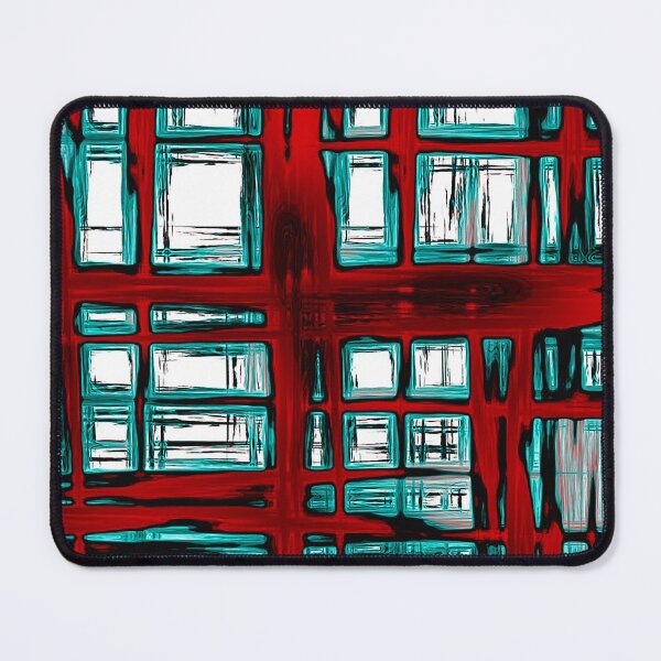 Item preview, Abstract window pattern, rectangular geometric pattern, red, blue, black, white designed and sold by Nostrathomas66.