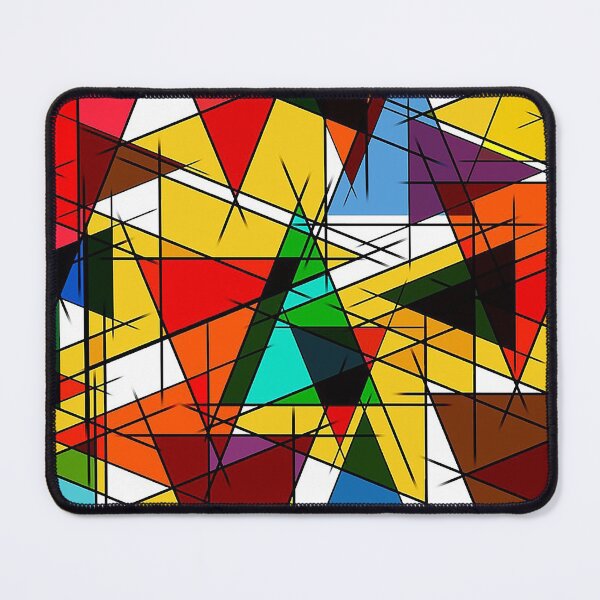 Item preview, Triangles stained glass pattern, colorful triangles, mid century modern pattern designed and sold by Nostrathomas66.