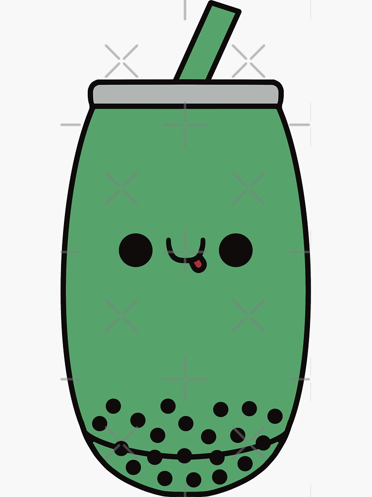 "Cute Matcha Bubble Tea Kawaii Boba Tea" Sticker for Sale by