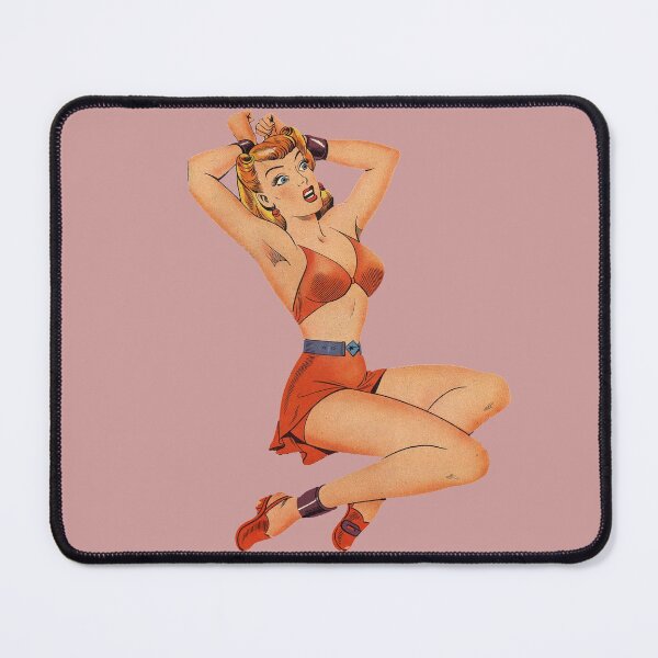 Item preview, Startled Girl, 1940s pin up, handcuffs, shackled, scared, halter top, Betty, damsel in distress designed and sold by Nostrathomas66.