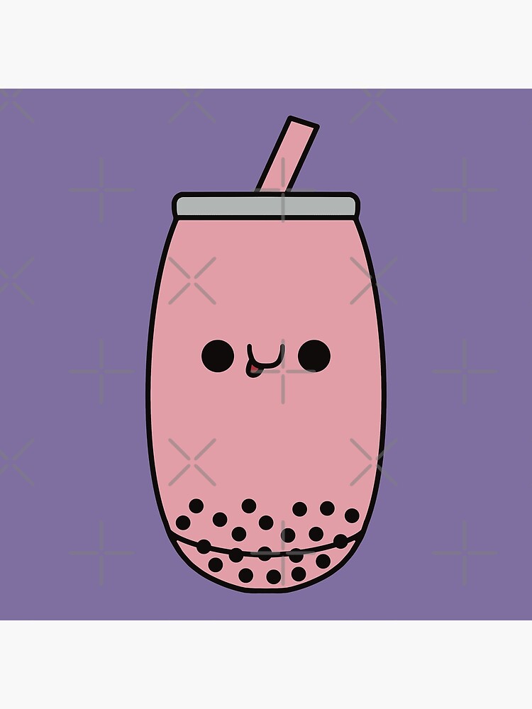 "Cute Strawberry Bubble Tea Kawaii Boba Tea" Art Print for Sale by