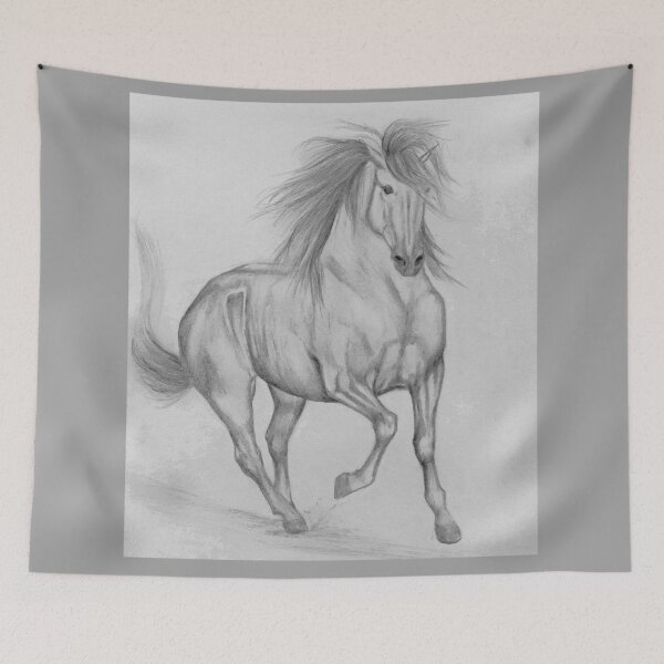 Item preview, Graphite  galloping horse sketch designed and sold by horseaddicted.