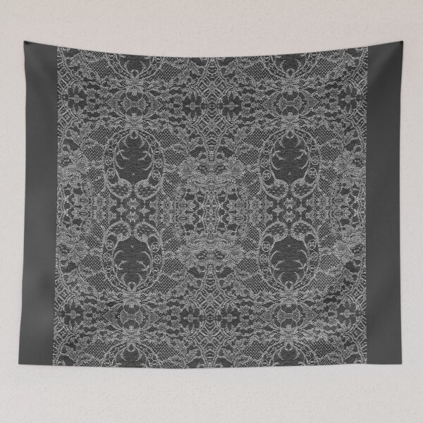 Item preview, Chic Tonal Black and Grey Symmetric Floral Lace Repeat Pattern  designed and sold by LaceySkies.