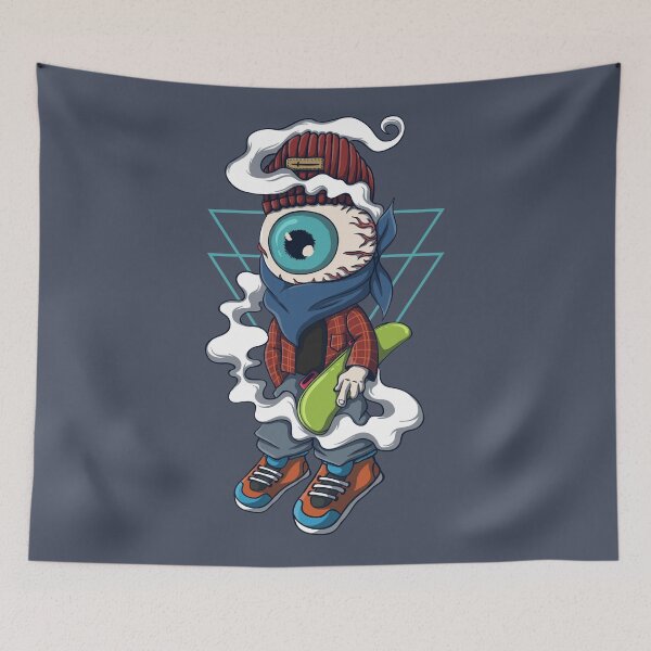 Aperçu de l'œuvre Trippy Eyeball Skater // Skateboarding Eyeball créée et vendue par SLAG-Creative.