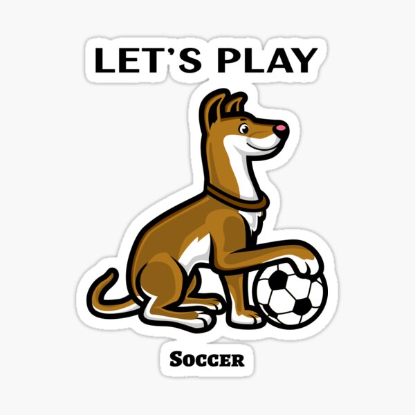 "Sports theme, cute dog with soccer ball" Sticker for Sale by Johnny214