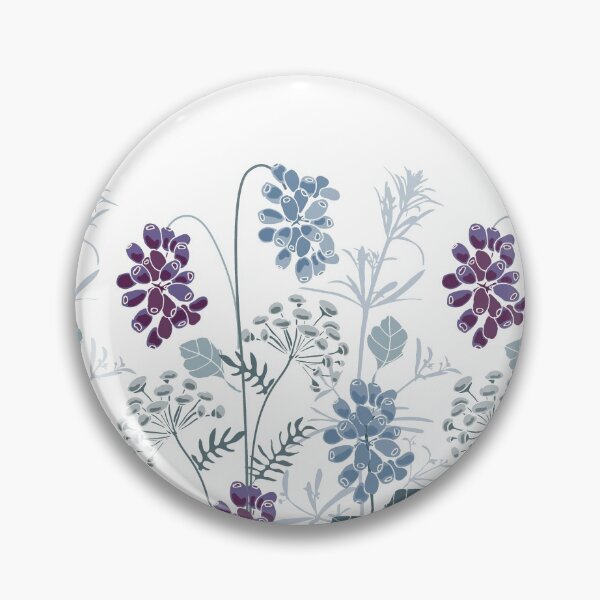 Item preview, Blue, Purple Flowers, Herbs, Berries, Pattern designed and sold by GeeHanz.