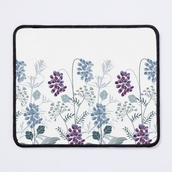 Item preview, Blue, Purple Flowers, Herbs, Berries, Pattern designed and sold by GeeHanz.