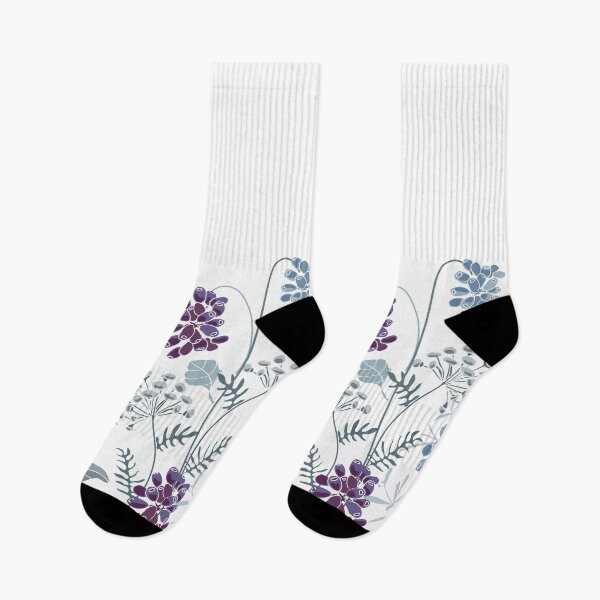 Item preview, Blue, Purple Flowers, Herbs, Berries, Pattern designed and sold by GeeHanz.