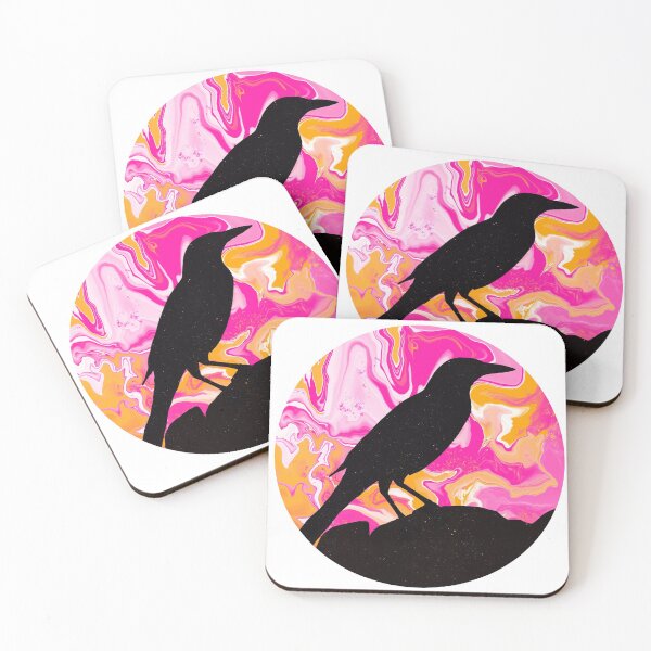 Item preview, Groovy bird - colorful swirls & bird silhouette - hot pink & orange designed and sold by thephoenixsoul.