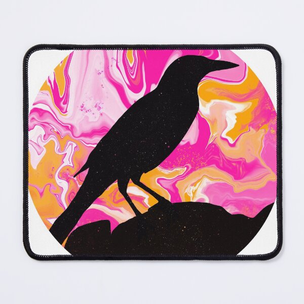 Item preview, Groovy bird - colorful swirls & bird silhouette - hot pink & orange designed and sold by thephoenixsoul.