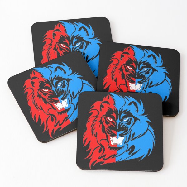 Item preview, Blue and red lion face tattoo designed and sold by Maw Killy.