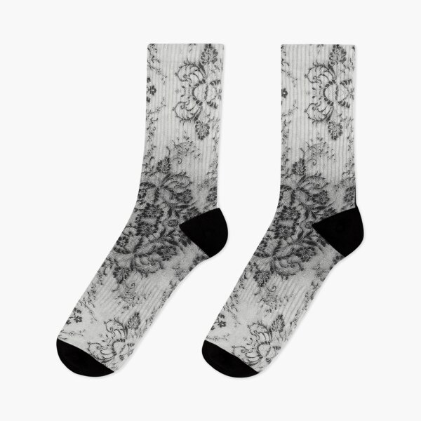 Artikelvorschau, Chic Contrast Black and White Symmetric Floral Lace Repeat Pattern  entworfen und verkauft von LaceySkies.