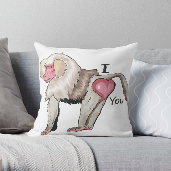 Monkey Butt Throw Pillow by Denrobcat Creations