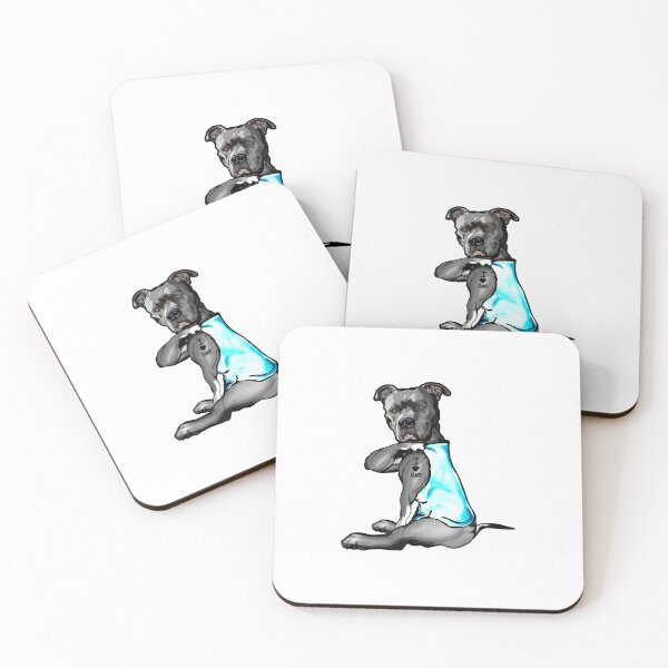 Item preview, Funny Pitbull, Pitbull Tattoos I Love DAD Sitting designed and sold by wowart4u.