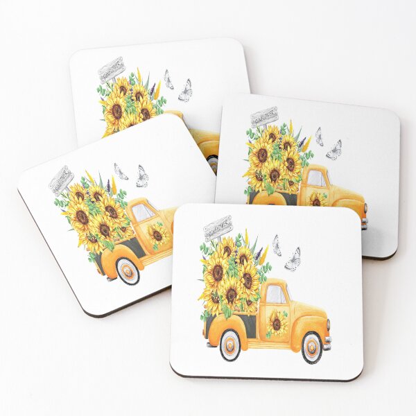 Item preview, Beautiful Sunflower Yellow Vintage Truck designed and sold by mymysterycloset.