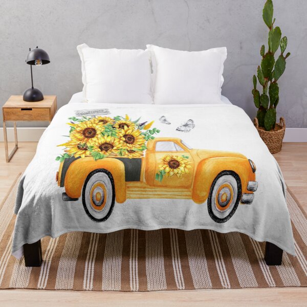 Item preview, Beautiful Sunflower Yellow Vintage Truck designed and sold by mymysterycloset.