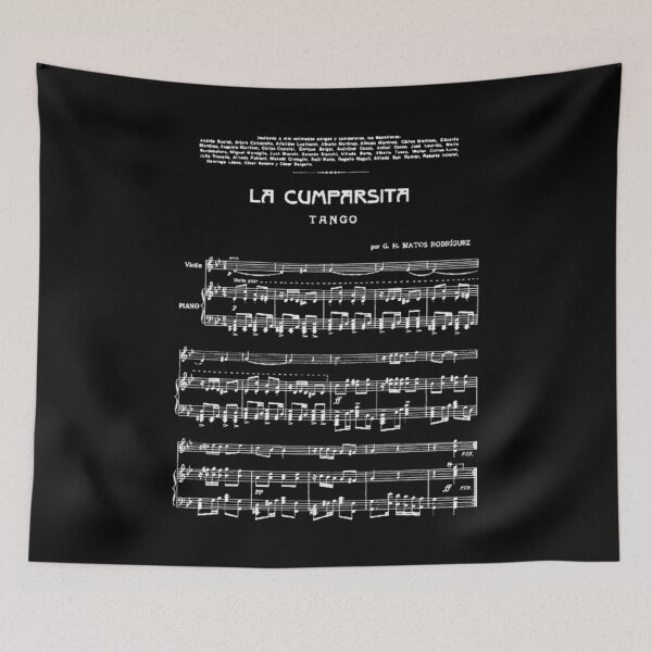 Item preview, La Cumparsita Tango White on Black Sheet Music Poster designed and sold by infinitetango.