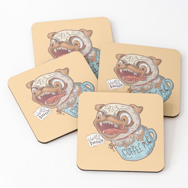 Item preview, Coffee Pug pun character  designed and sold by SPIRIMAL.