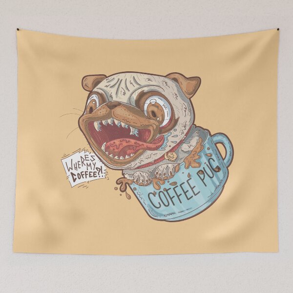 Item preview, Coffee Pug pun character  designed and sold by SPIRIMAL.