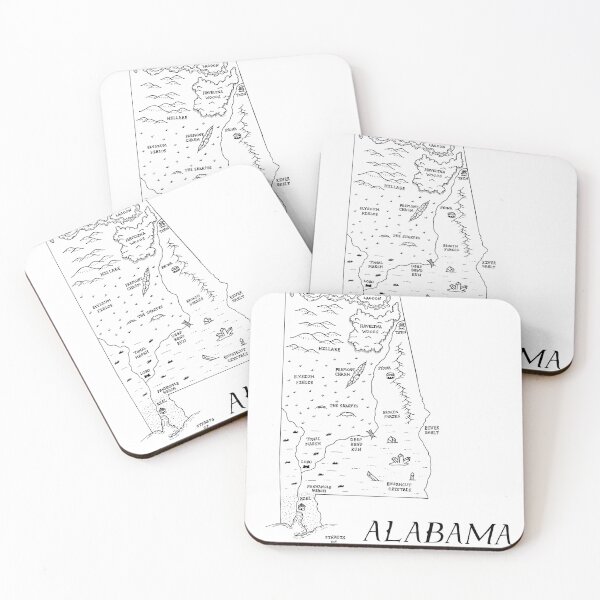 Item preview, Alabama as a fantasy map - black and white designed and sold by aldayuan.