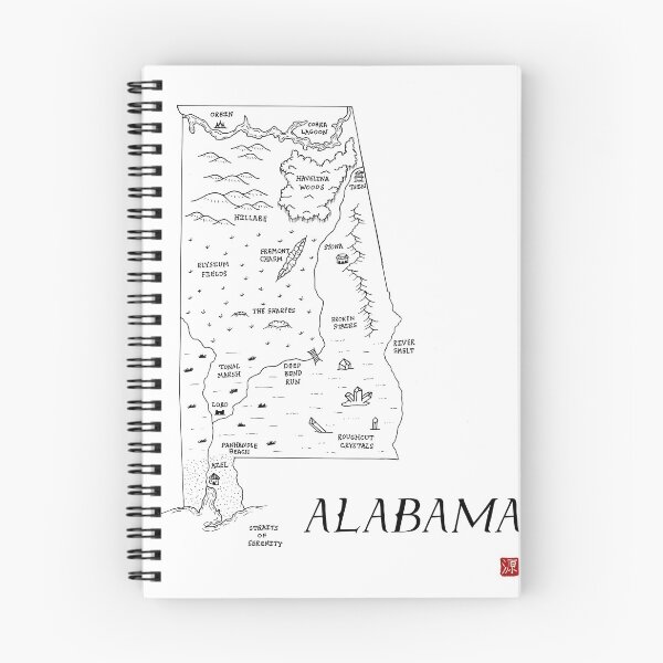 Item preview, Alabama as a fantasy map - black and white designed and sold by aldayuan.