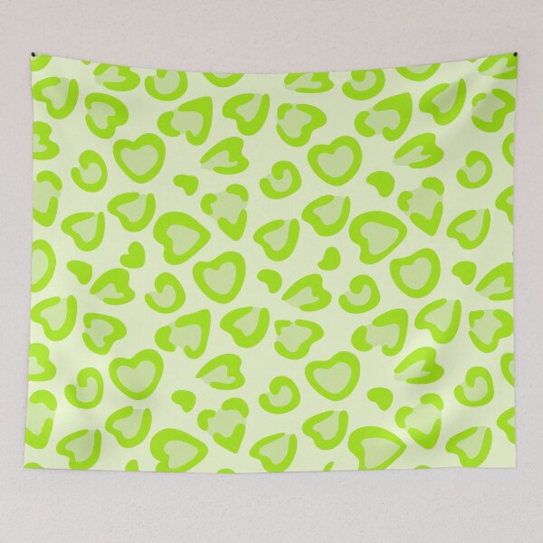 Item preview, Neon green leopard hearts pattern designed and sold by rheabhargava.