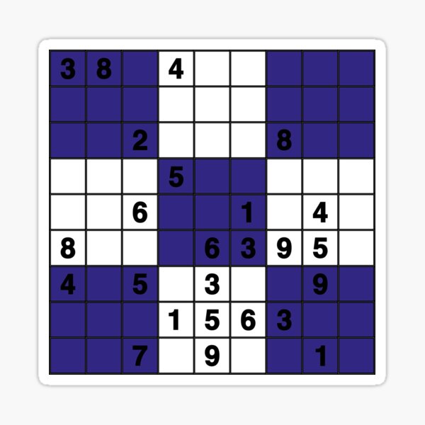 sudoku puzzle blue and white puzzle 2 sticker for sale by beanibooi redbubble