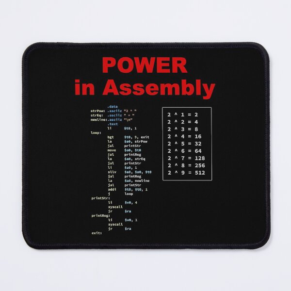Item preview, Assembly source code that outputs powers of two, dark, Software Engineer, Computer Science, Programming Humor, Big Text, Dark designed and sold by Max-Wear.
