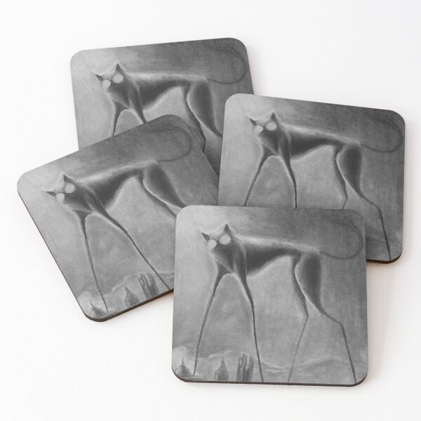 Item preview, "Welcome" - Creepy cat artwork in charcoal designed and sold by Katie Beardmore.