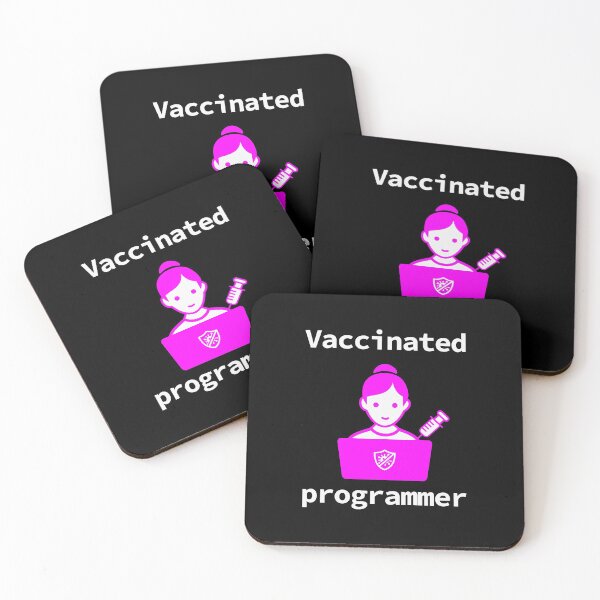 Item preview, Vaccinated Programmer Woman, Vaccinated Girl Programmer, Software Developer, Software Engineer, 2021, Dark designed and sold by Max-Wear.