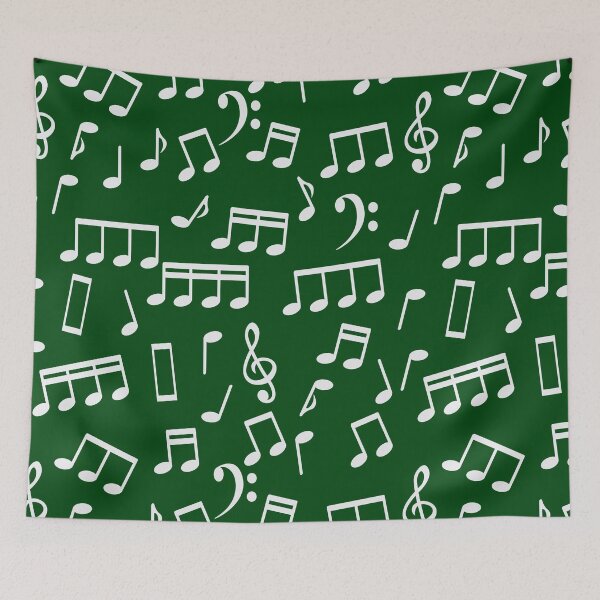 Item preview, White Music Notes on Green Background designed and sold by infinitetango.