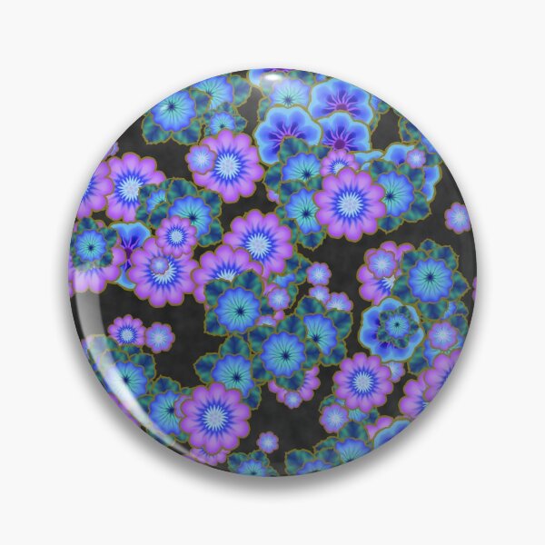 Item preview, Flores retro azules y moradas negras designed and sold by SeaChangeDesign.
