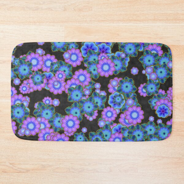 Item preview, Black Blue and Purple Retro Flowers designed and sold by SeaChangeDesign.