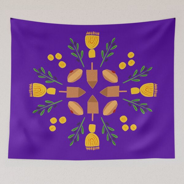 Item preview, Indigo Chanukah Roundel designed and sold by TillaCrowne.