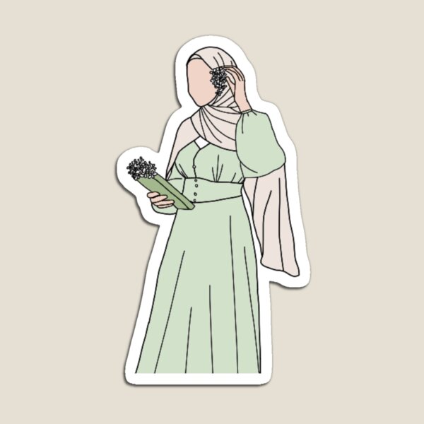 Item preview, Hijabi in green designed and sold by The Hijabi Artist.