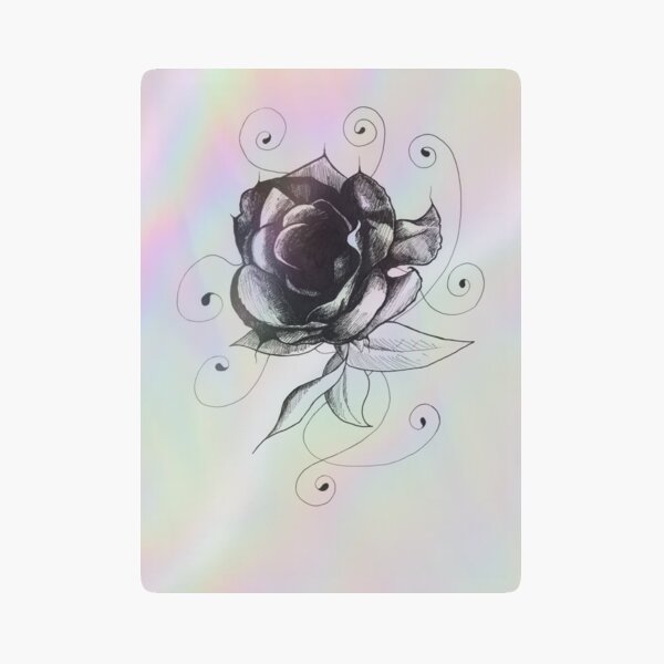 Tapisserie Murale Gothique - Rose Noire Et Jolie Fille - Art Fantastique - Noir