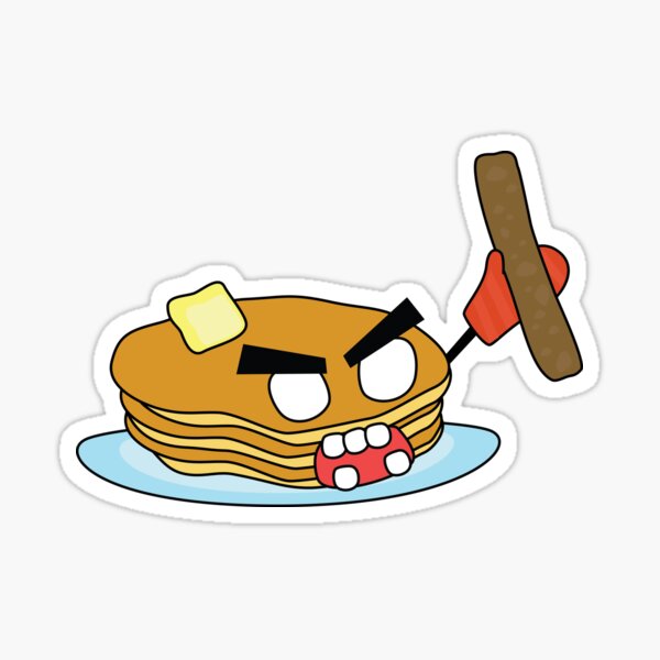angry zombie pancakes wielding a sausage Sticker