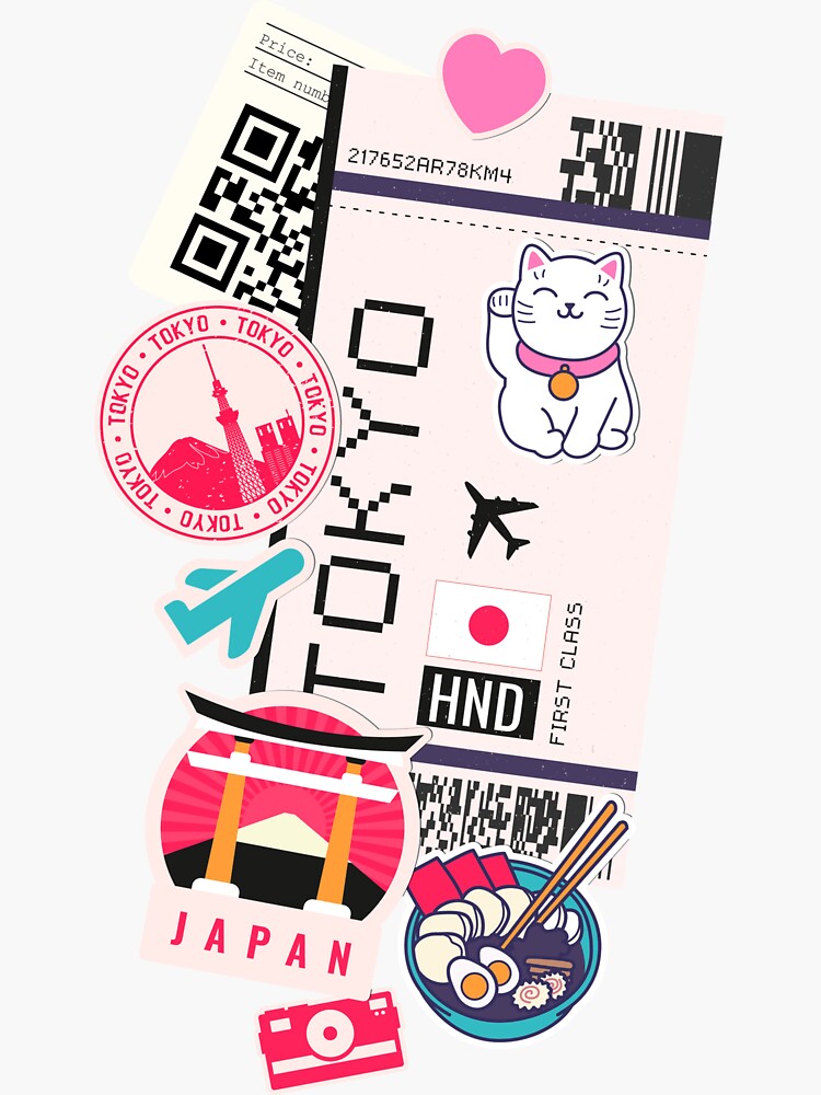 Thumbnail 3 of 3, Sticker, Tokyo Boarding Pass First Class Travel Lovers designed and sold by LegacyAvenue.