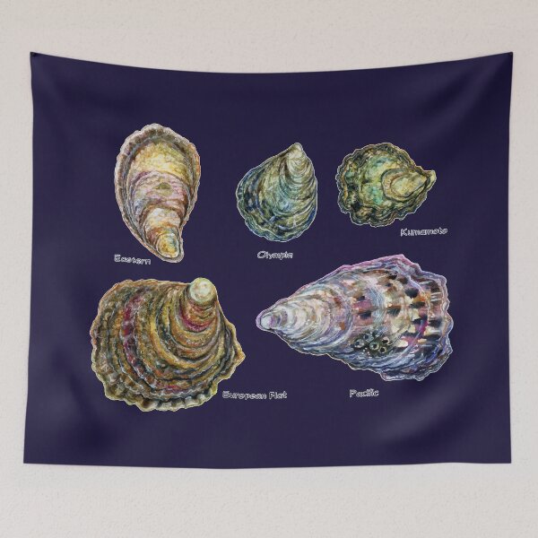 Item preview, Oyster Types Watercolor designed and sold by Zaira Dzhaubaeva.