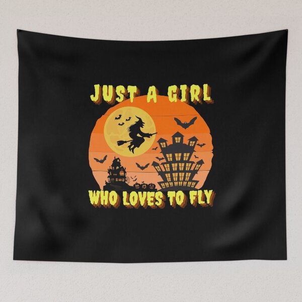 Item preview,  Just A Girl Who Loves To Fly- Halloween Spirit - We Are Not Afraid - Vintage Spooky Halloween designed and sold by Sun Sand & Sea Art.