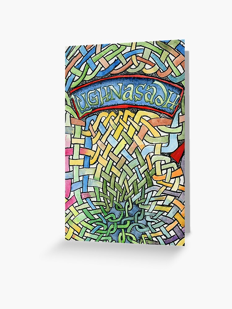 Thumbnail 1 of 2, Greeting Card, Lughnasadh with Knotwork Background designed and sold by Crystal Odenkirk.
