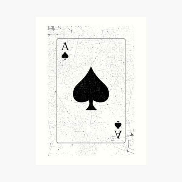 Vintage Look Ace of Spades Playing Card Graphic Art Print